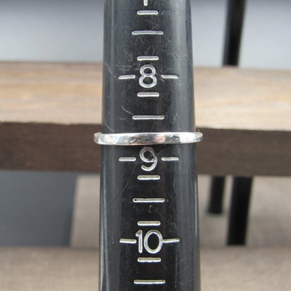 Size 8.75 Sterling Silver Love Heart Cubic Zirconia Rustic Band Ring Vintage - Picture 6 of 8